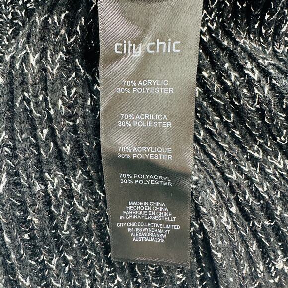 NWT City Chic Western Jumper Sweater Marled Knit Wrap Peplum in Black Size 20 - Picture 10 of 10